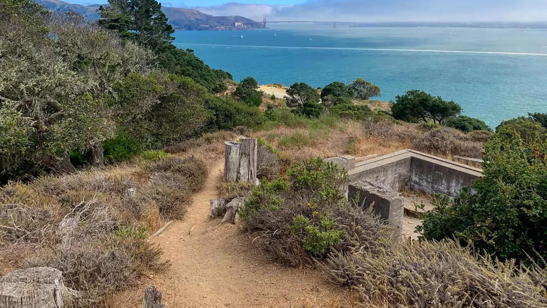 Campground at Angel Island State Park, overlooking the San Francisco Bay and Golden Gate Bridge
