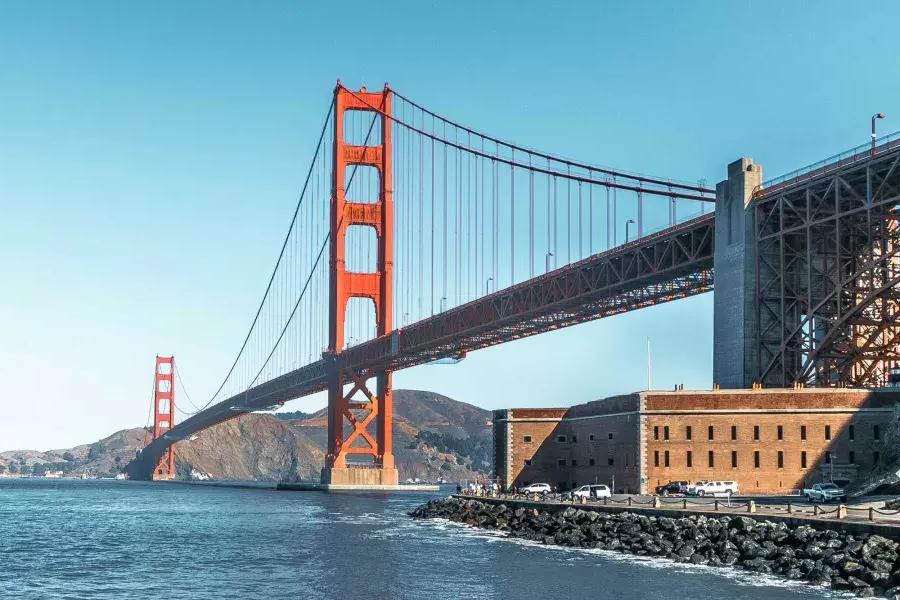 The Civil War-era Fort Point stands at the base of the Golden Gate Bridge.